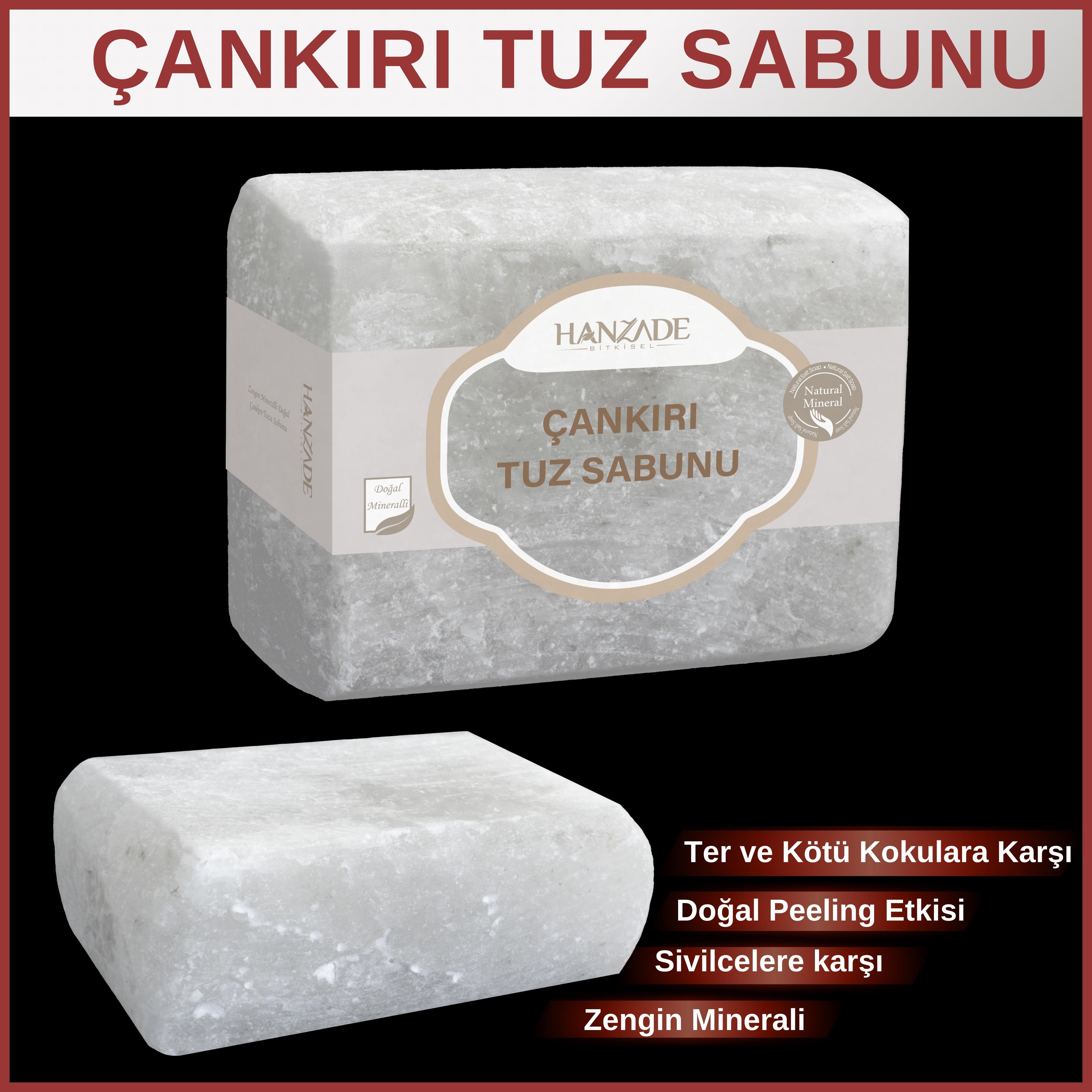 Hanzade Bitkisel Çankırı Tuz Sabunu 300-350 Gr Zengin Mineralli Doğal Saf Çankırı Kaya Tuzu Sabunu