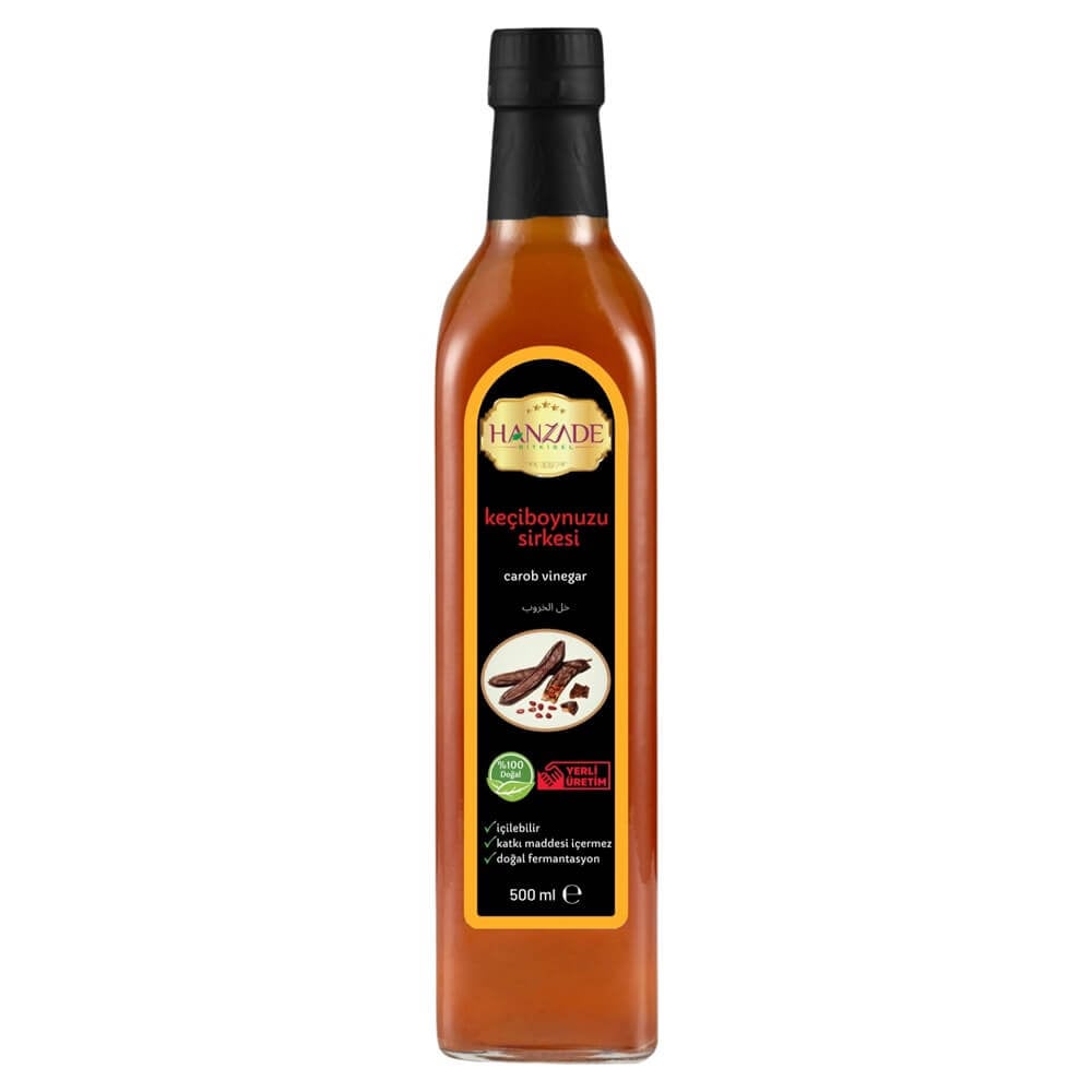 Hanzade Bitkisel Keçiboynuzu Sirkesi 500 Ml Doğal Fermantasyon Içilebilir Katkısız Cam Şişe
