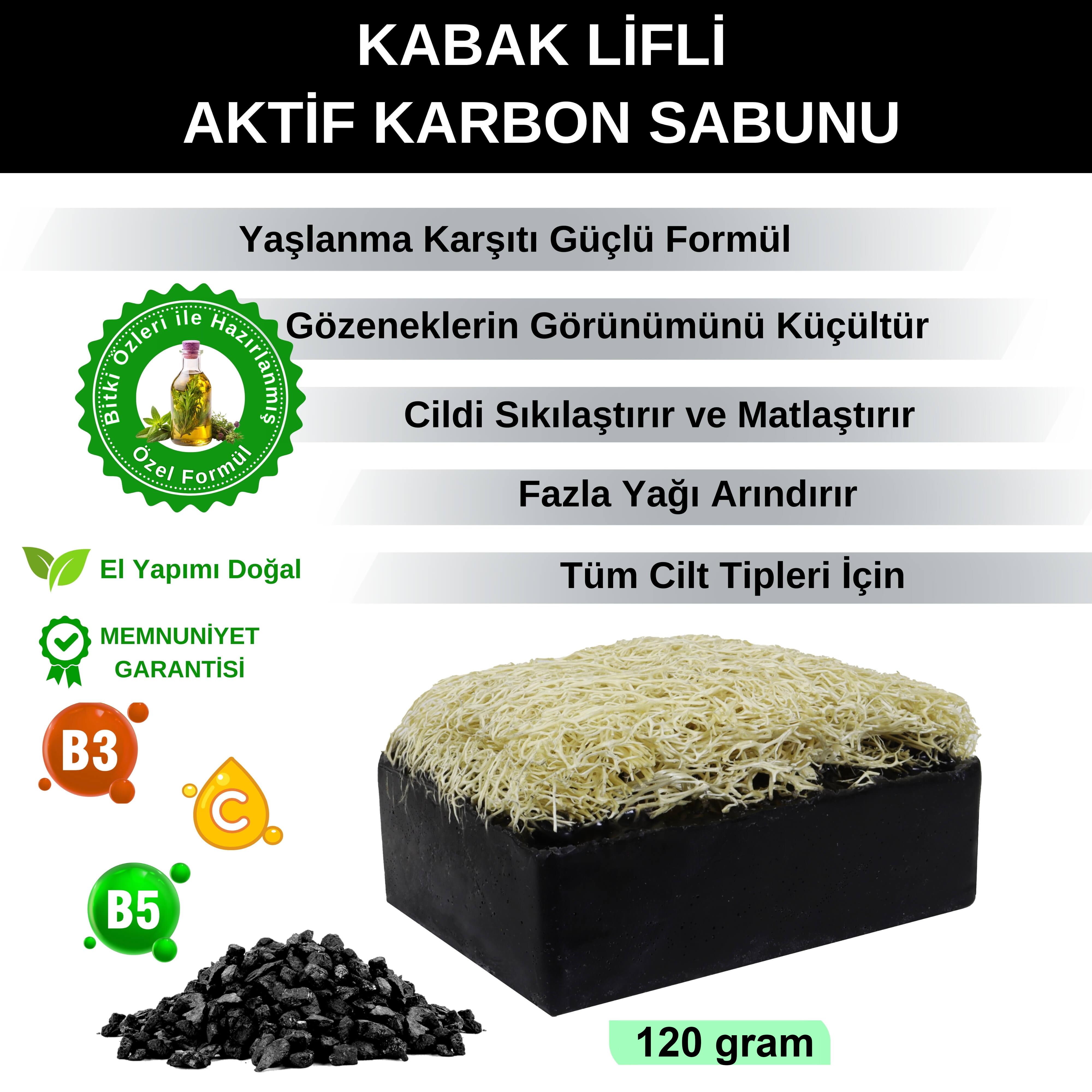 Organicsun Doğal Kabak Lifli Aktif Karbon Sabunu 120 Gr Kırışıklık ve Yaşlanma Karşıtı