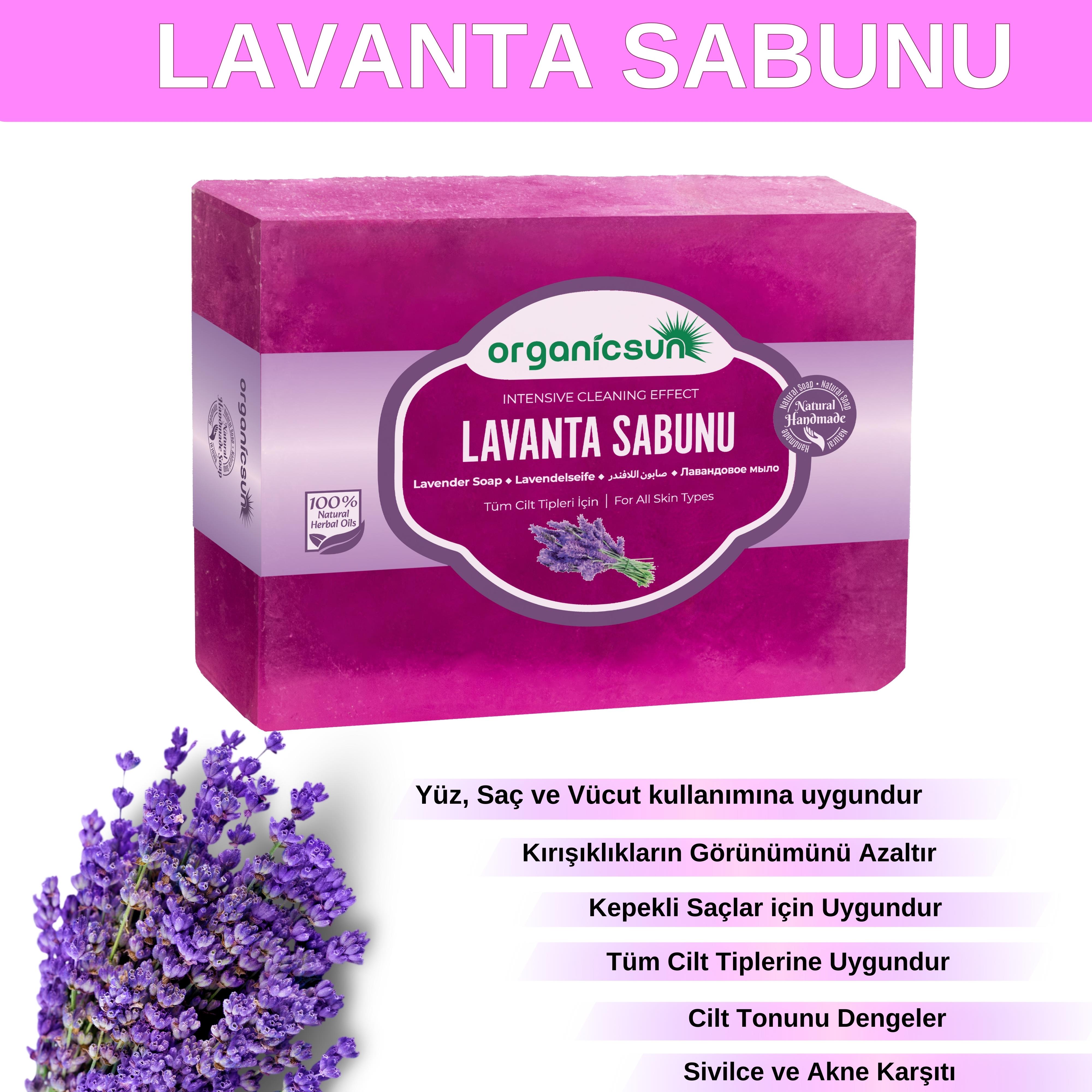 Organicsun Doğal Lavanta Sabunu 140 Gr Tüm Cilt Tipleri İçin Onarıcı Besleyici Natural