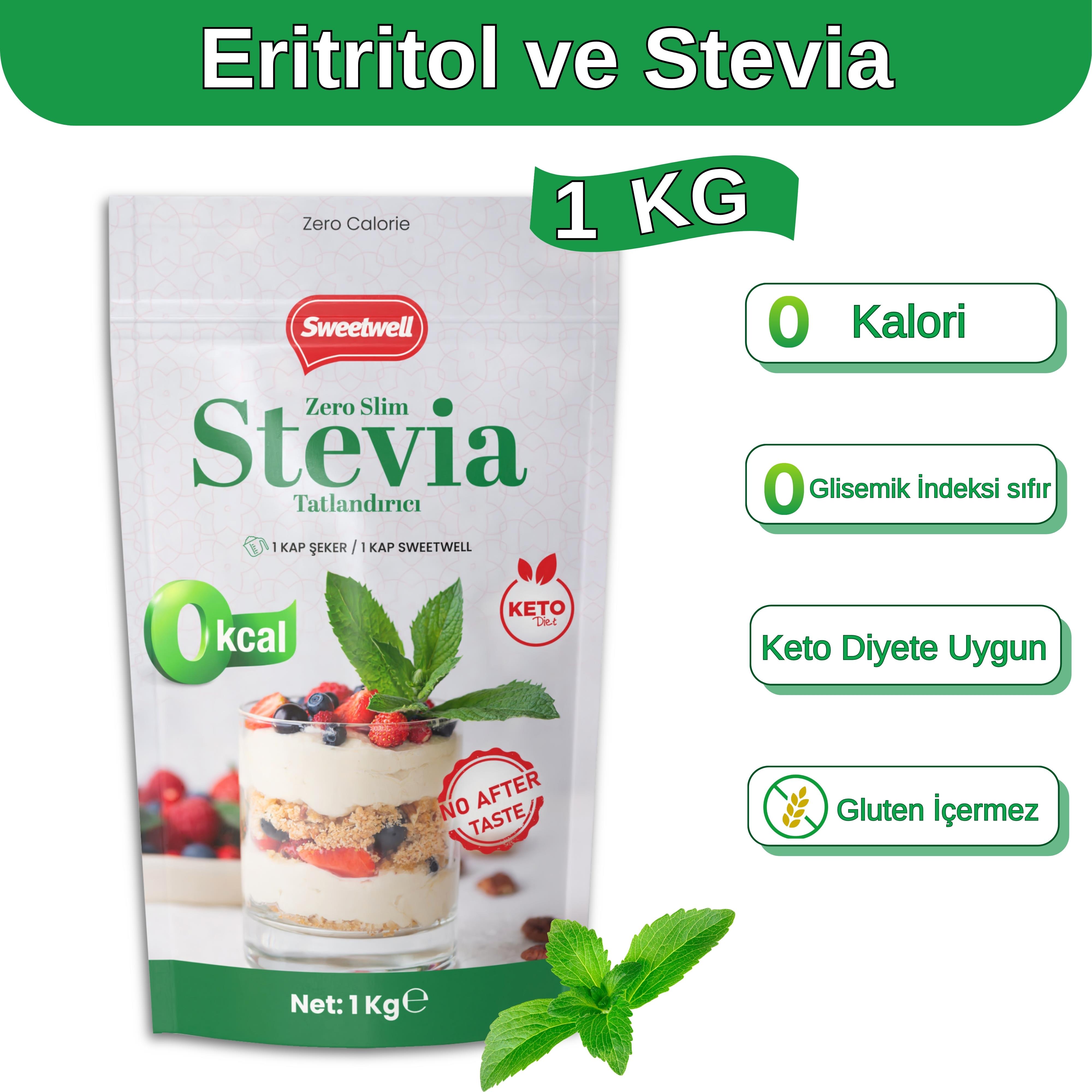 Sweetwell Zero Slim Stevia & Eritritol Tatlandırıcı 1 KG – Şekersiz, 0 Kalori, Keto ve Vegan Uyumlu