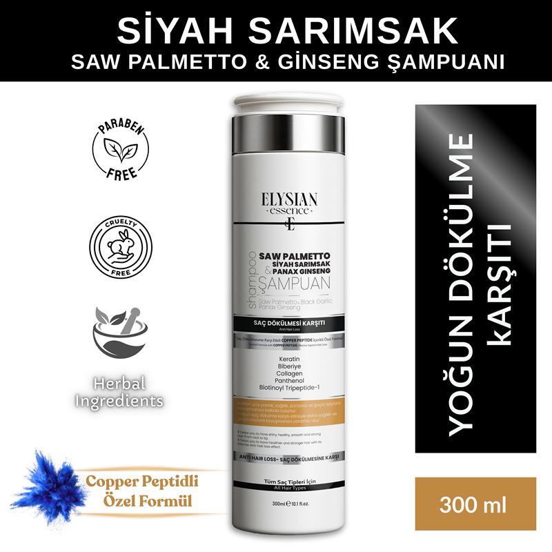 Saç dökülmesine karşı etkili Elysian Essence Saw Palmetto, Siyah
