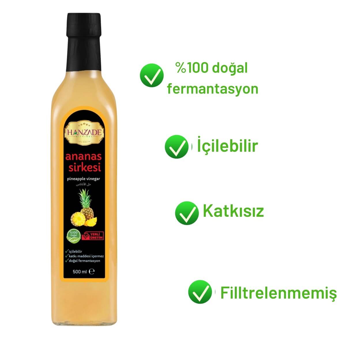 Hanzade Bitkisel Ananas Sirkesi 500 ml