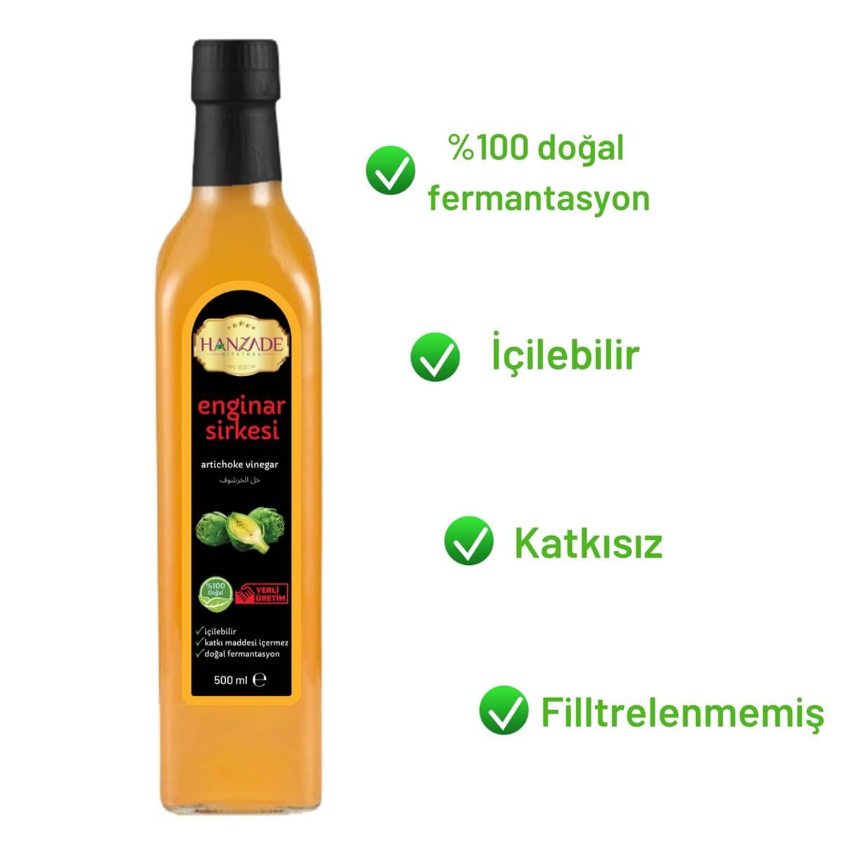 Hanzade Bitkisel Enginar Sirkesi 500 ml