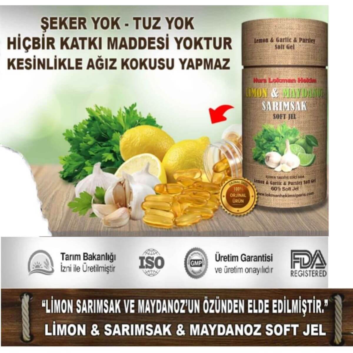 Limon & Maydanoz & Sarımsak Kürü 60 Soft Jel