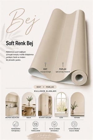  Soft Renk Folyo Mat-Parlak S-01 Bej