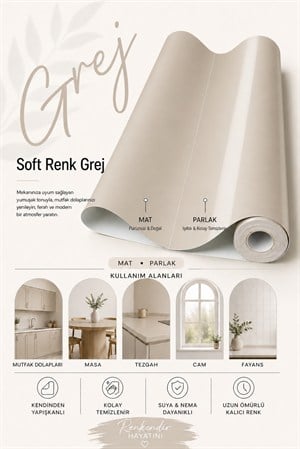  Soft Renk Folyo Mat-Parlak S-02 Grej