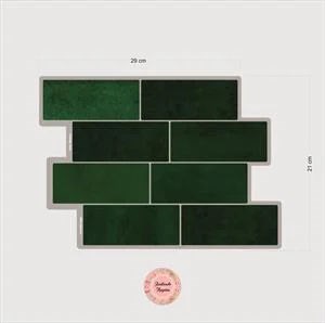 3D Efektli PVC Yeşil Kaplama 21cmx29cm Kendinden Yapışkanlı