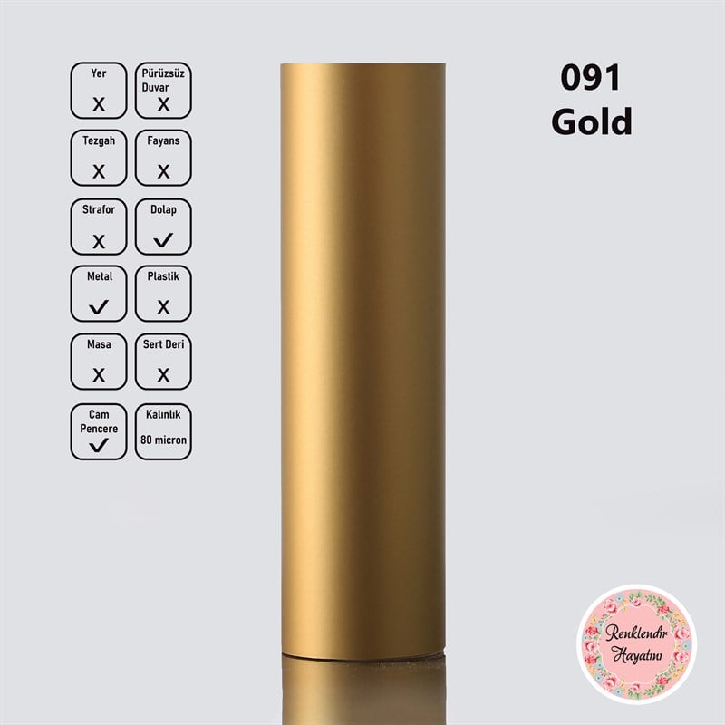 Gold Mat Folyo-091 - Folyo, Desenli Yapışkanlı Folyo, Masa Kaplama, Mutfak  Dolabı Kaplama, Fayans Kaplama, Tezgah Kaplama, Duvar Kaplama, Duvar Sticker