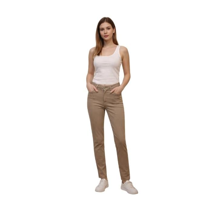 DOUBLE.TT 3530 KADIN PANTOLON  BEJ