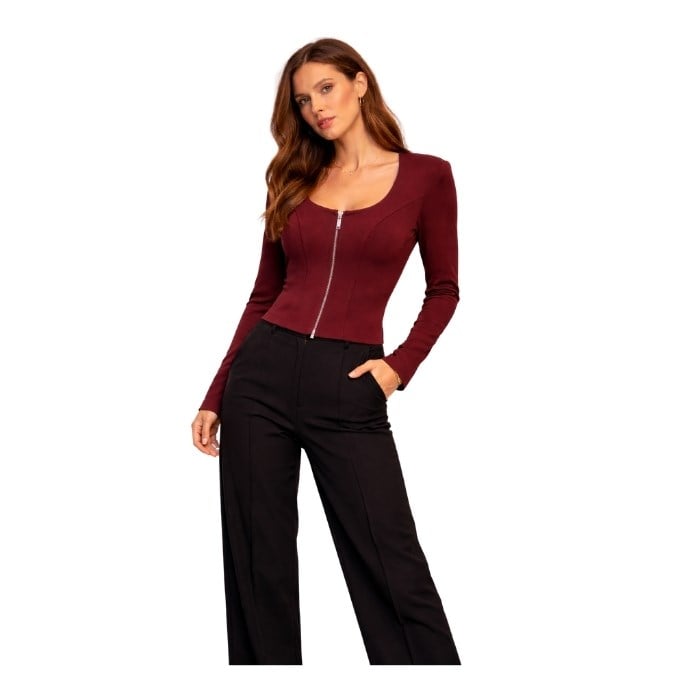NOCTURNE 6199 KADIN BLUZ  BORDO