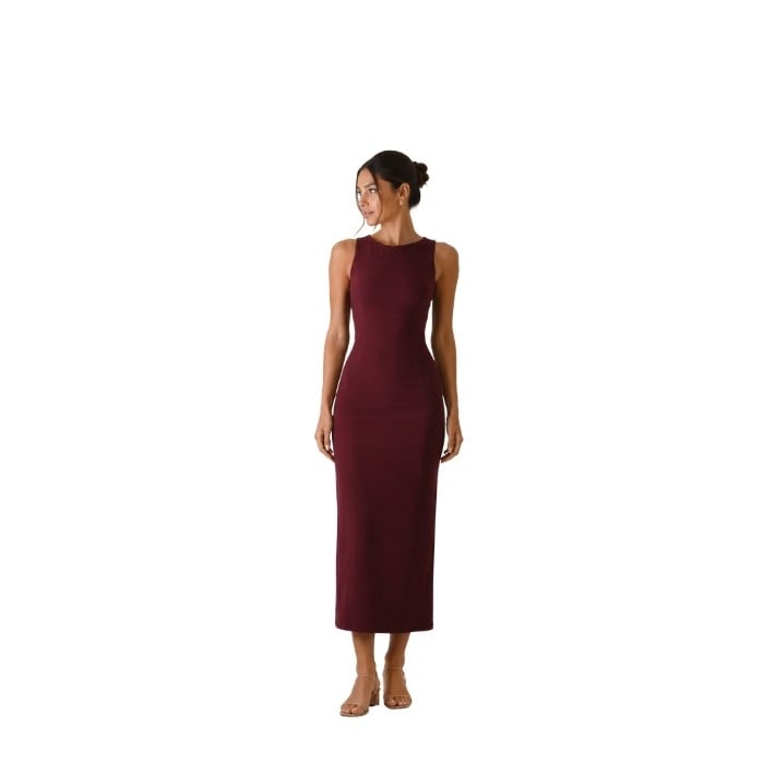DILVIN 91099 KADIN ELBİSE  BORDO