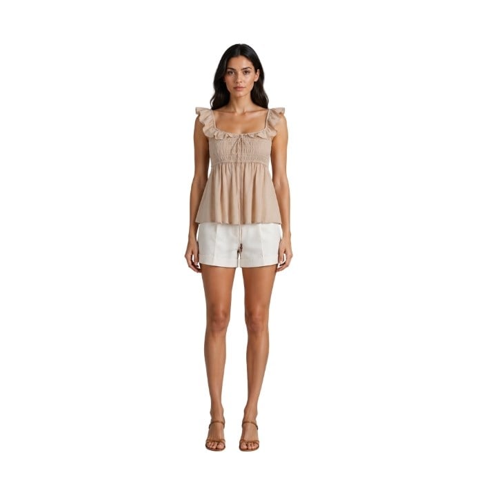 DILVIN 50873 KADIN BLUZ  NATUREL