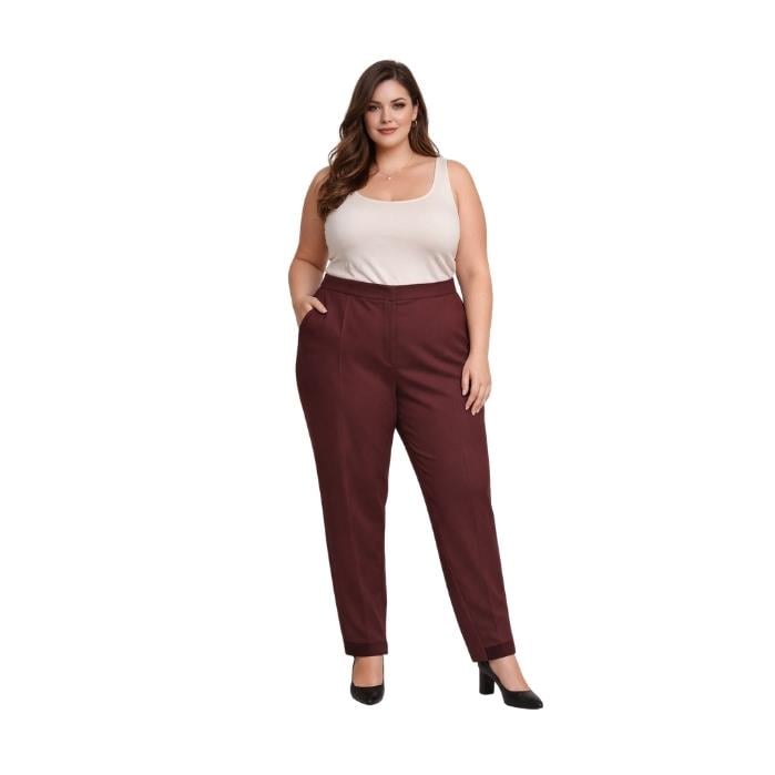 EKOL 05531 KADIN PANTOLON  BORDO