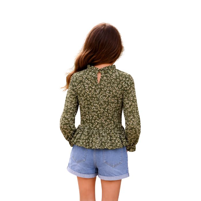 ESCABEL 719-K ÇOCUK BLUZ  ÇİÇEKLİ