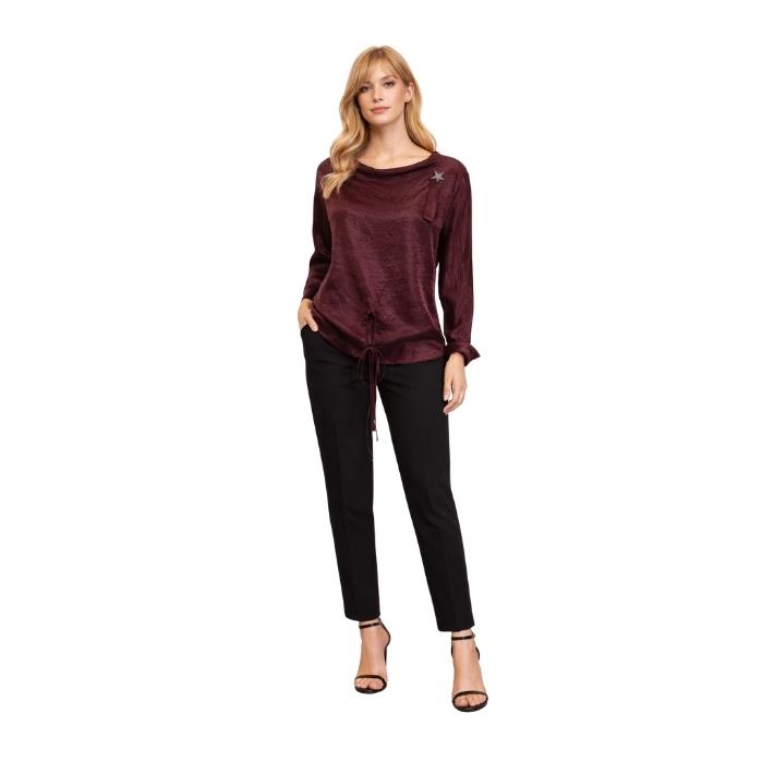 CHILIA 30602 KADIN BLUZ  BORDO