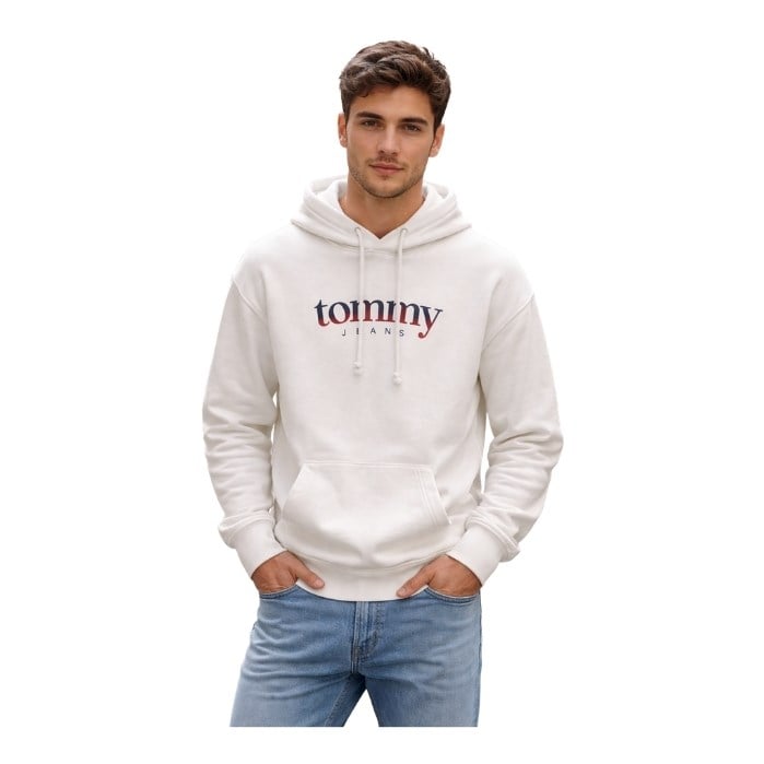 TOMMY JEANS DM0DM22113 ERKEK SWEATSHIRT  BEYAZ
