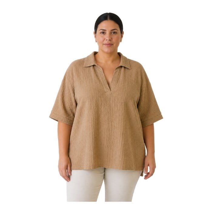 C.C.C DEBİT KADIN BÜYÜK BEDEN BLUZ  CAMEL