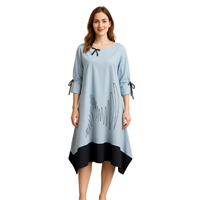 BIZEFASHION 25SS-BZ2035 KADIN ELBİSE  BUZ MAVİSİ
