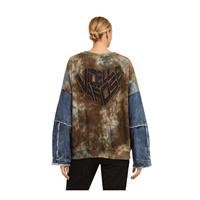 #VDR 18221 KADIN SWEATSHIRT  YEŞİL-KAHVE