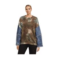 #VDR 18221 KADIN SWEATSHIRT  YEŞİL-KAHVE