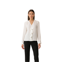 EKOL 02183 KADIN BLUZ  EKRU