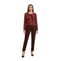 EKOL 03027 KADIN BLUZ  BORDO