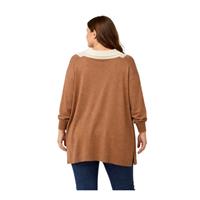 TWOMAİL K5THI25051 KADIN BÜYÜK BEDEN HIRKA  CAMEL
