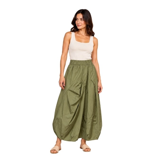 205242075005BIZEFASHION 26SS-BZ3121 KADIN ETEK  YEŞİL