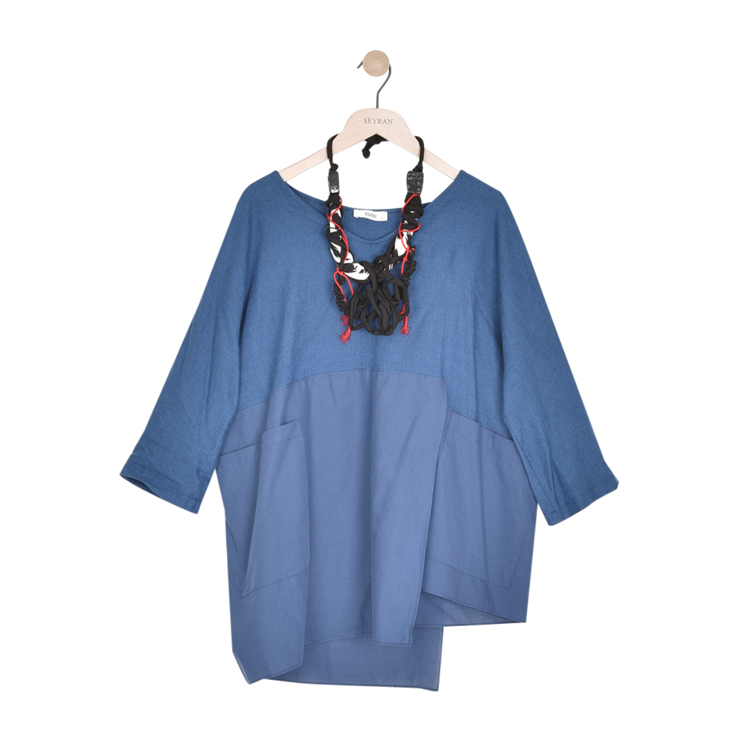 205250116006BIZEFASHION BZEY-033 KADIN BLUZ  LACİVERT
