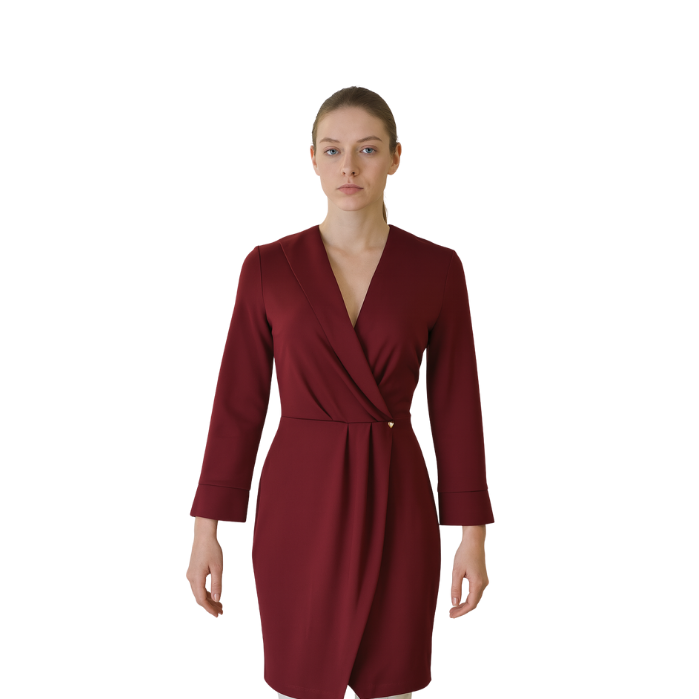 266234143019AYHAN 62107 KADIN ELBİSE  BORDO