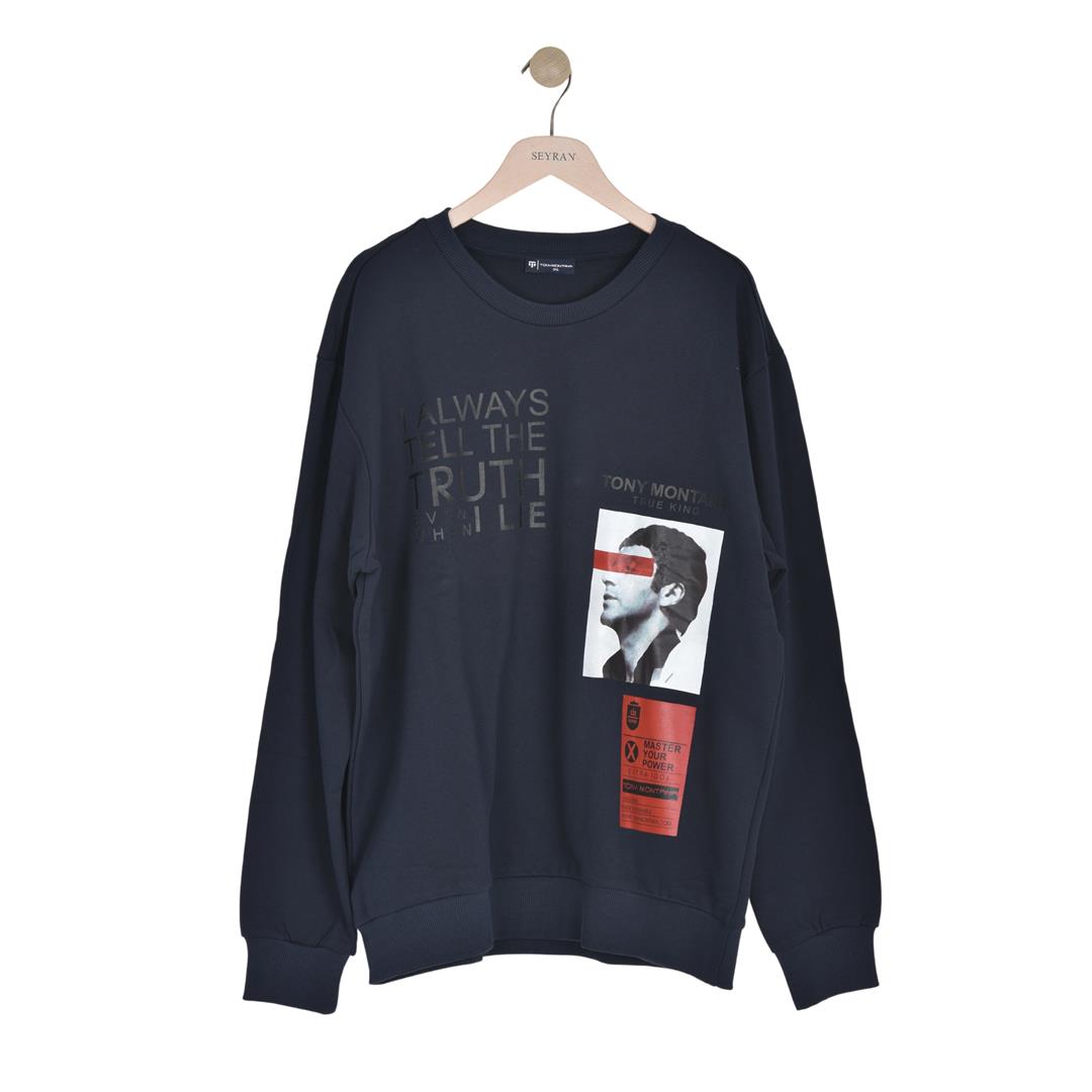 355738570006TONY MONTANA SW-1029 ERKEK SWEATSHIRT  LACİVERT