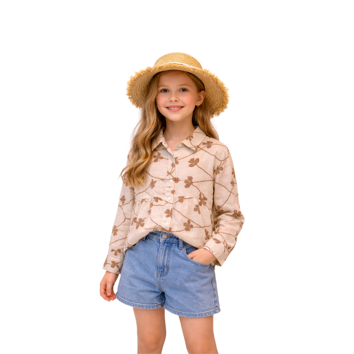 443403144007ESCABEL 3406-G ÇOCUK GÖMLEK  KAHVE