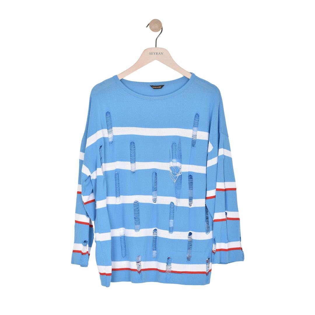 527250213003TWOMAİL BL22107 KADIN BLUZ  MAVİ