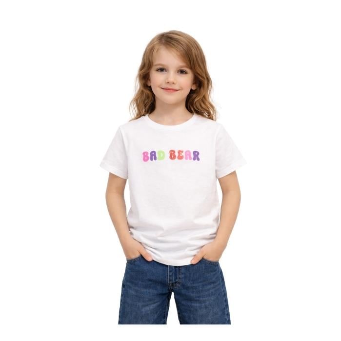 531437006487BAD BEAR 25.06.07.007 ÇOCUK T-SHIRT  KIRIK BEYAZ