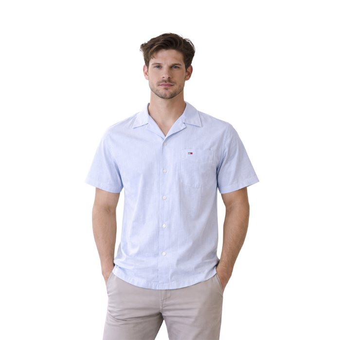 691503016003TOMMY JEANS DM0DM20895 ERKEK GÖMLEK  MAVİ