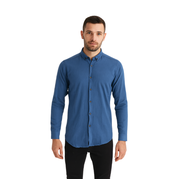 714703089029MANCHE 11-1871 ERKEK GÖMLEK  INDİGO