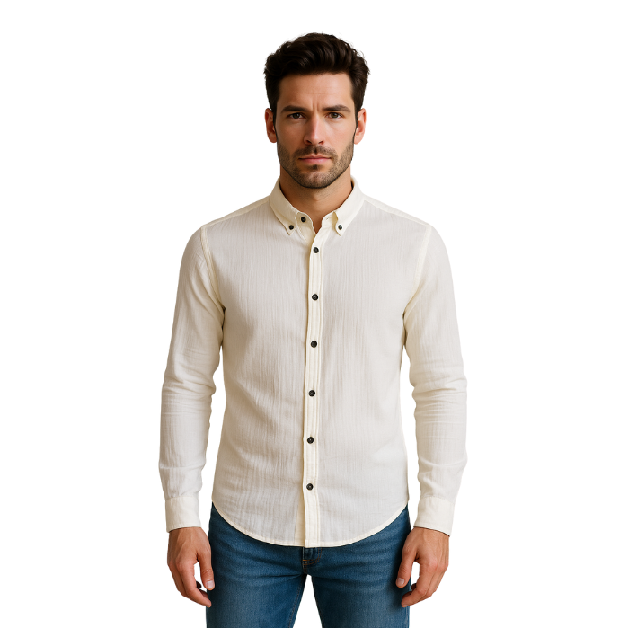 714703137024MANCHE 12-1362 ERKEK GÖMLEK  EKRU