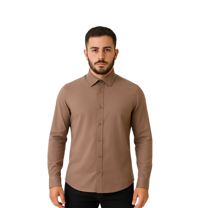 714703142053MANCHE 12-8479 ERKEK GÖMLEK  TOPRAK