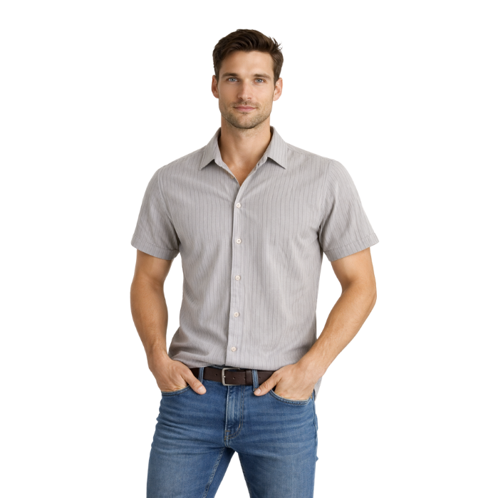 714703153446MANCHE 12-9610 ERKEK GÖMLEK  GRİ-SİYAH