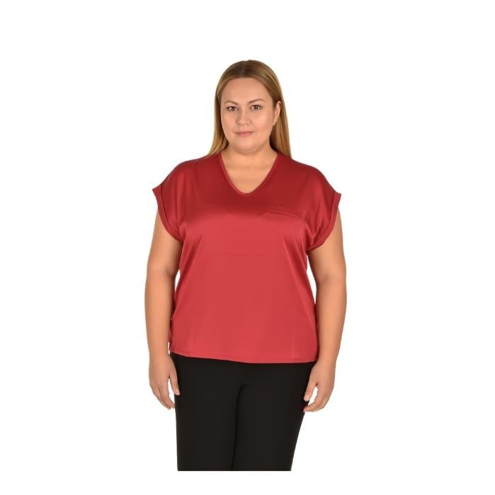 941950004019DESEN 22706 KADIN BLUZ  BORDO