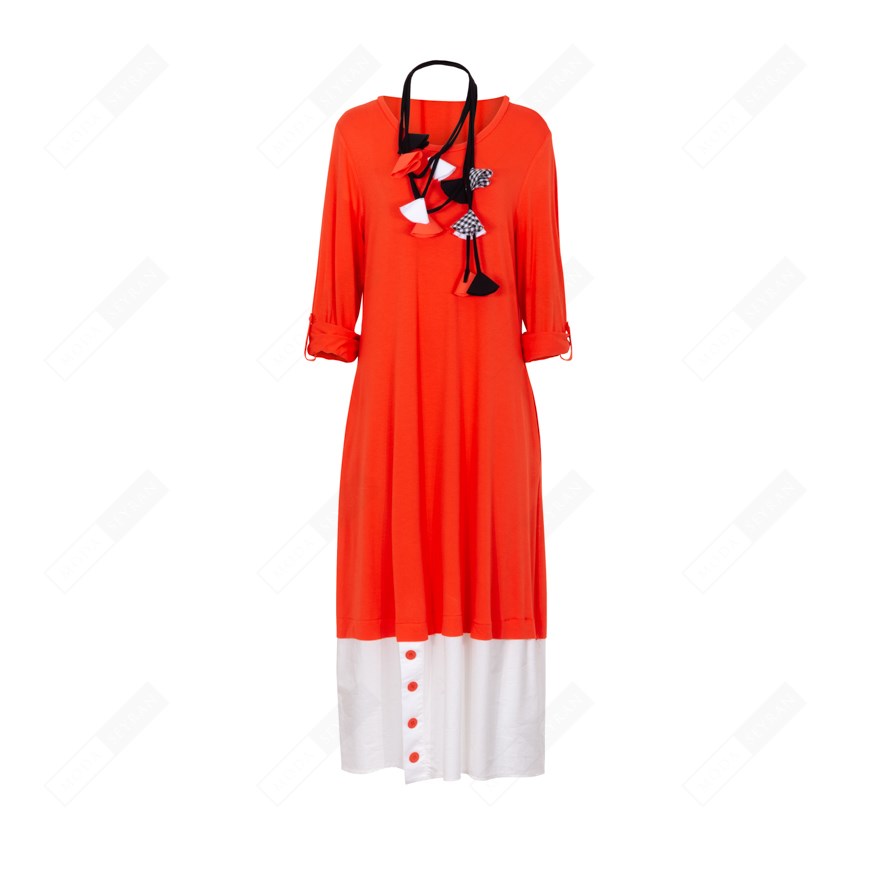 BIZEFASHION 2165 KADIN CASUAL ELBİSE  MERCAN