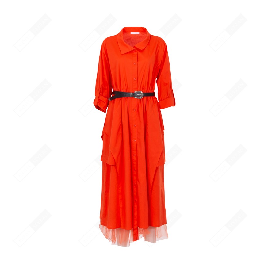 BIZEFASHION 2171 KADIN CASUAL ELBİSE  MERCAN
