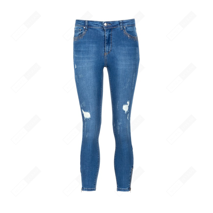 DOUBLE.TT 929 KADIN KOT PANTOLON  A.MAVI