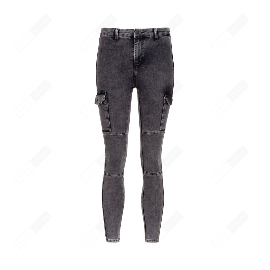 DOUBLE.TT 994 KADIN KOT PANTOLON  GRI