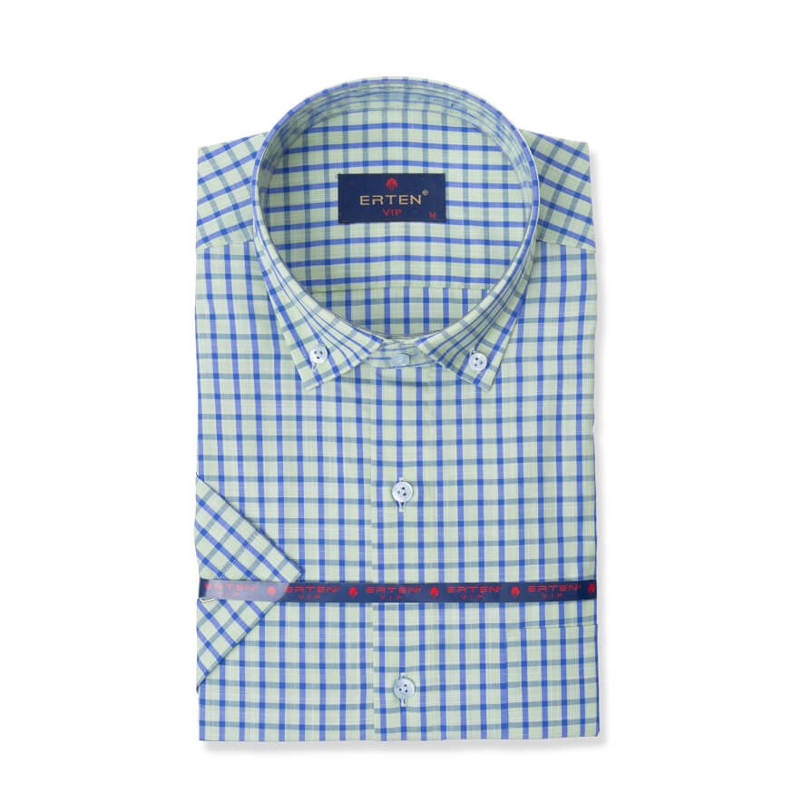 ERTEN 2506-KISA ERKEK CASUAL GÖMLEK  YESIL