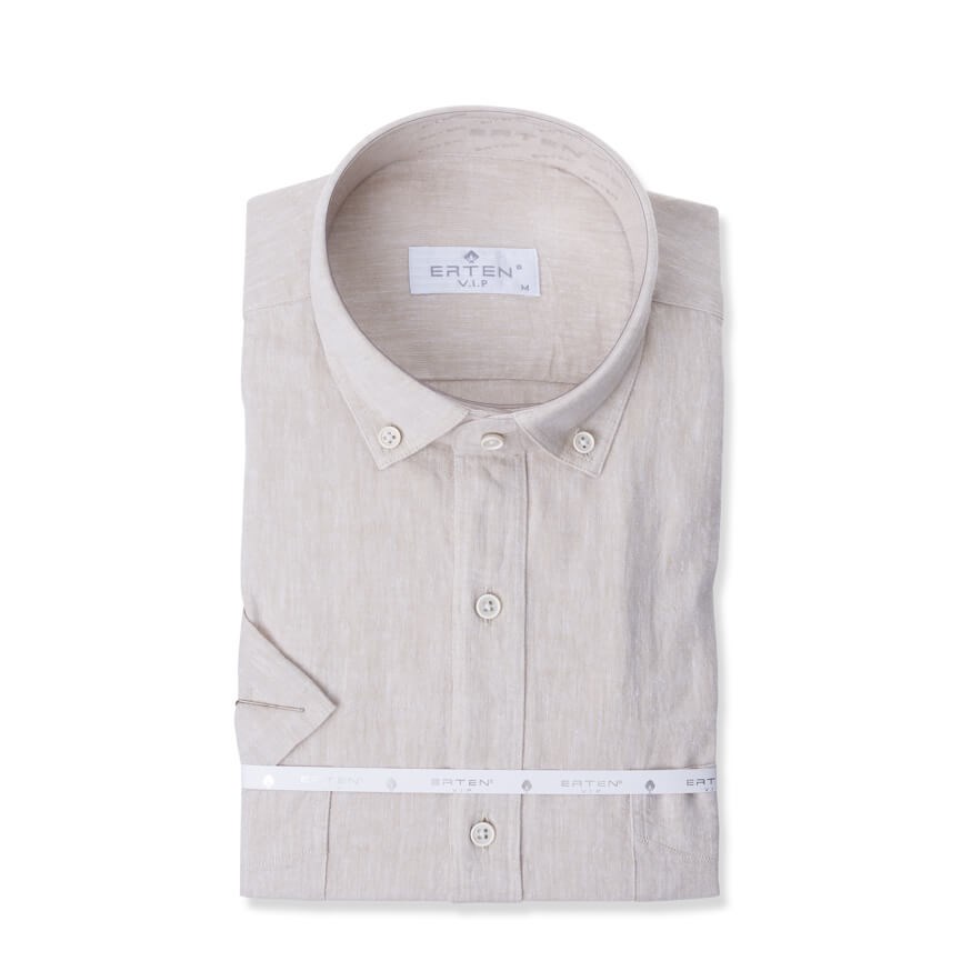 ERTEN 2927-KISA ERKEK CASUAL GÖMLEK  EKRU