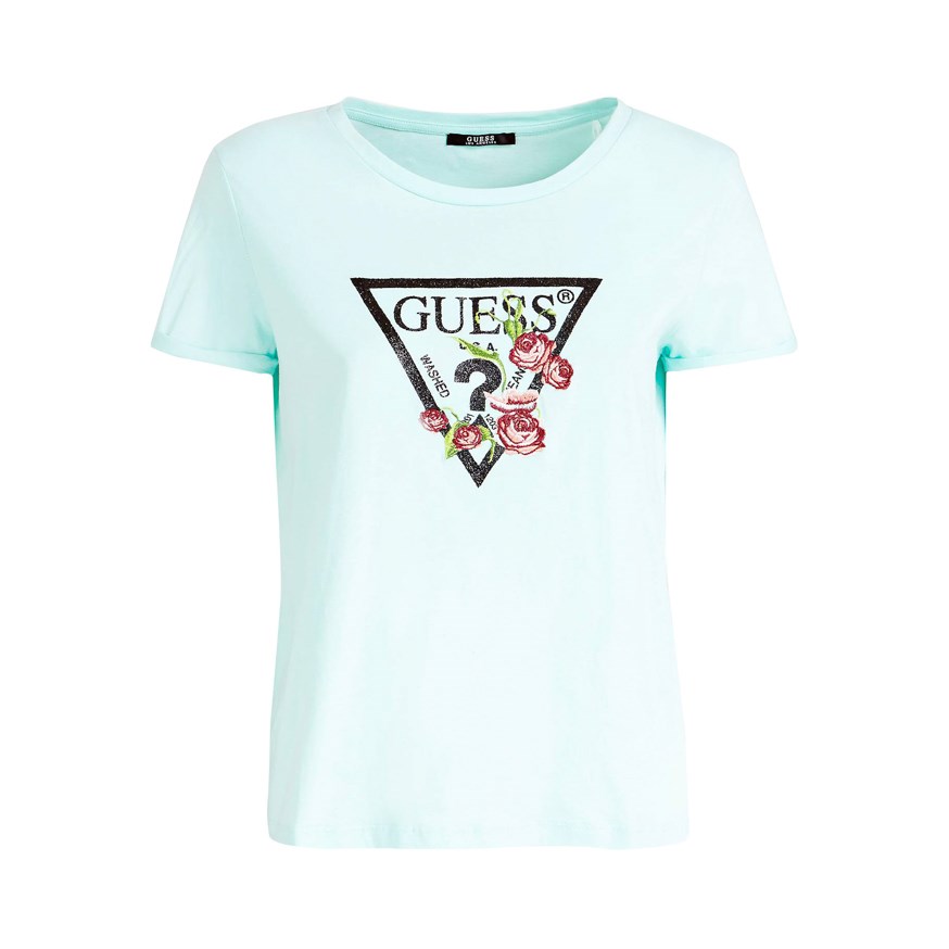 GUESS W92I67JA900 KADIN CASUAL T-SHIRT  BUZ MAVISI