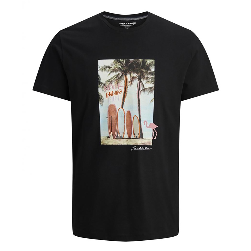JACK AND JONES 12188981 ERKEK T-SHIRT  SIYAH