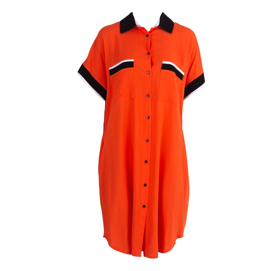 LEMA 74292 BUYUK BEDEN ELBİSE  ORANJ